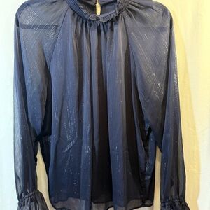 LC Lauren Conrad Navy Sheer Blouse